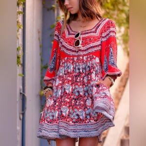 FREE PEOPLE PAISLEY OPEN-BACK DRESS